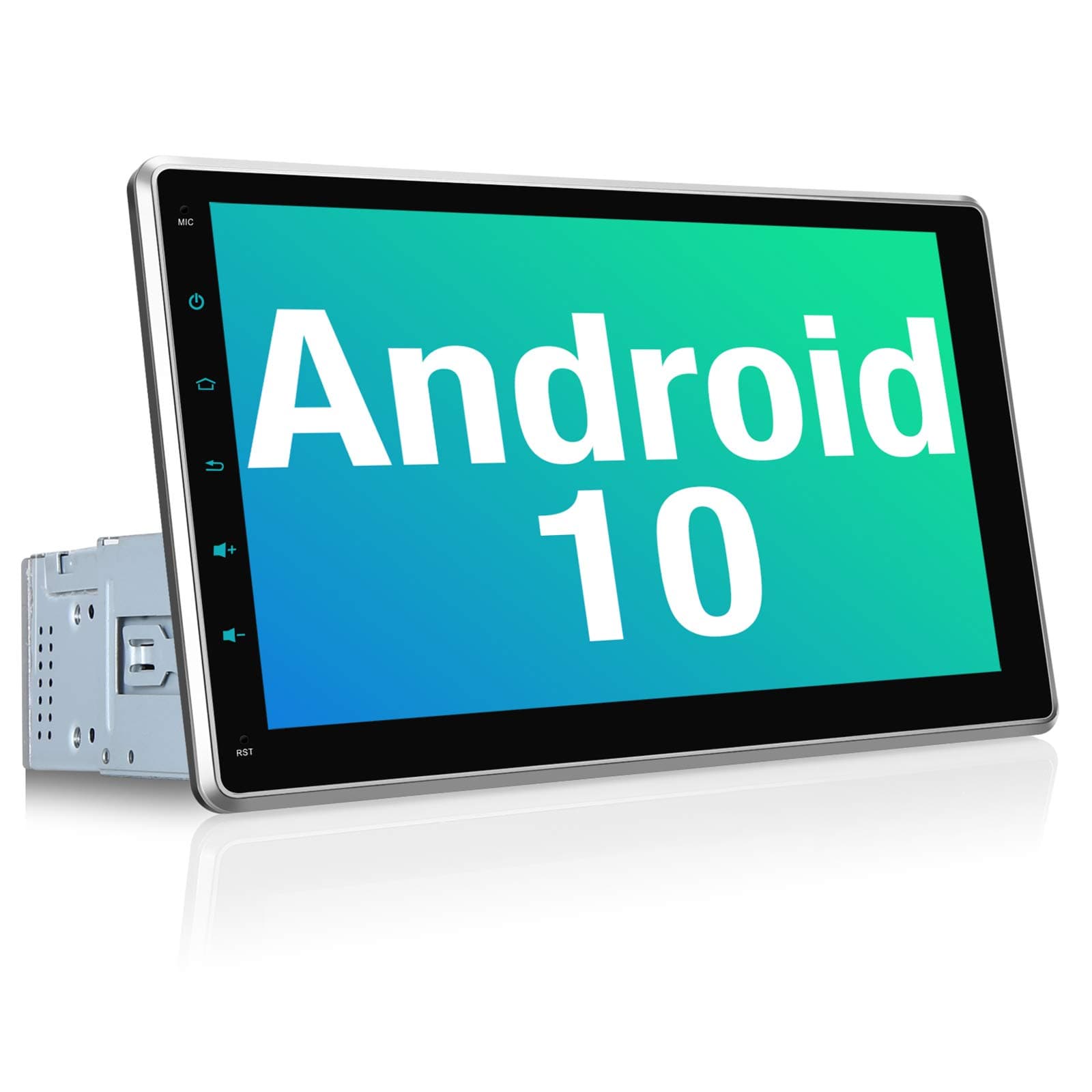 PUMPKIN 10.1 Inch Android 10 Car Stereo Single Din with GPS, WiFi, Support Android Auto, 128GB USB, Backup Camera, Rotatable IPS Touch Screen