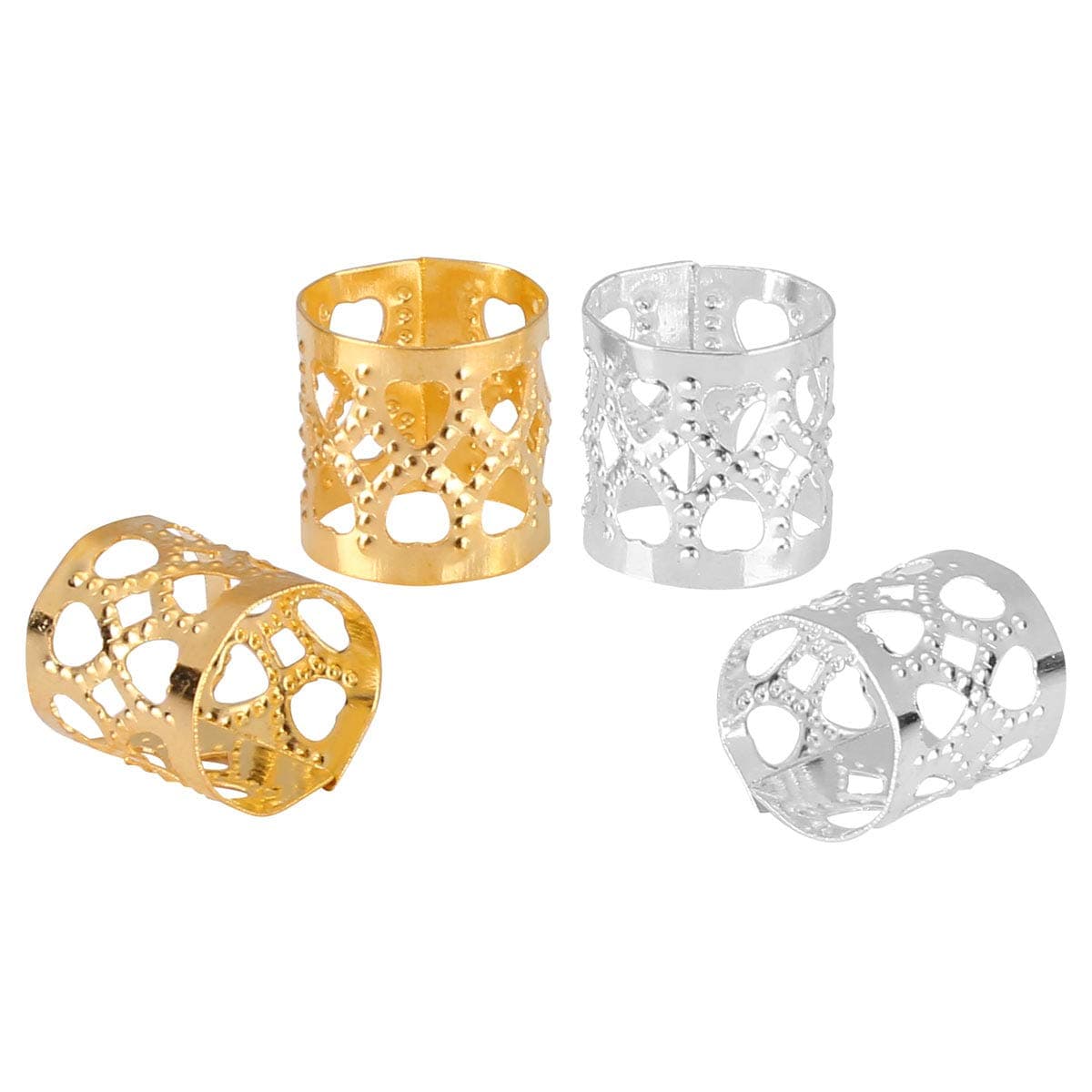 Tbestmax (silver) - 200 Dreadlocks Beads Hair Braid Rings Clips Dread Locks Hair Braiding Metal Cuffs Decoration/Accessories Jewellery(Silver and Golden)