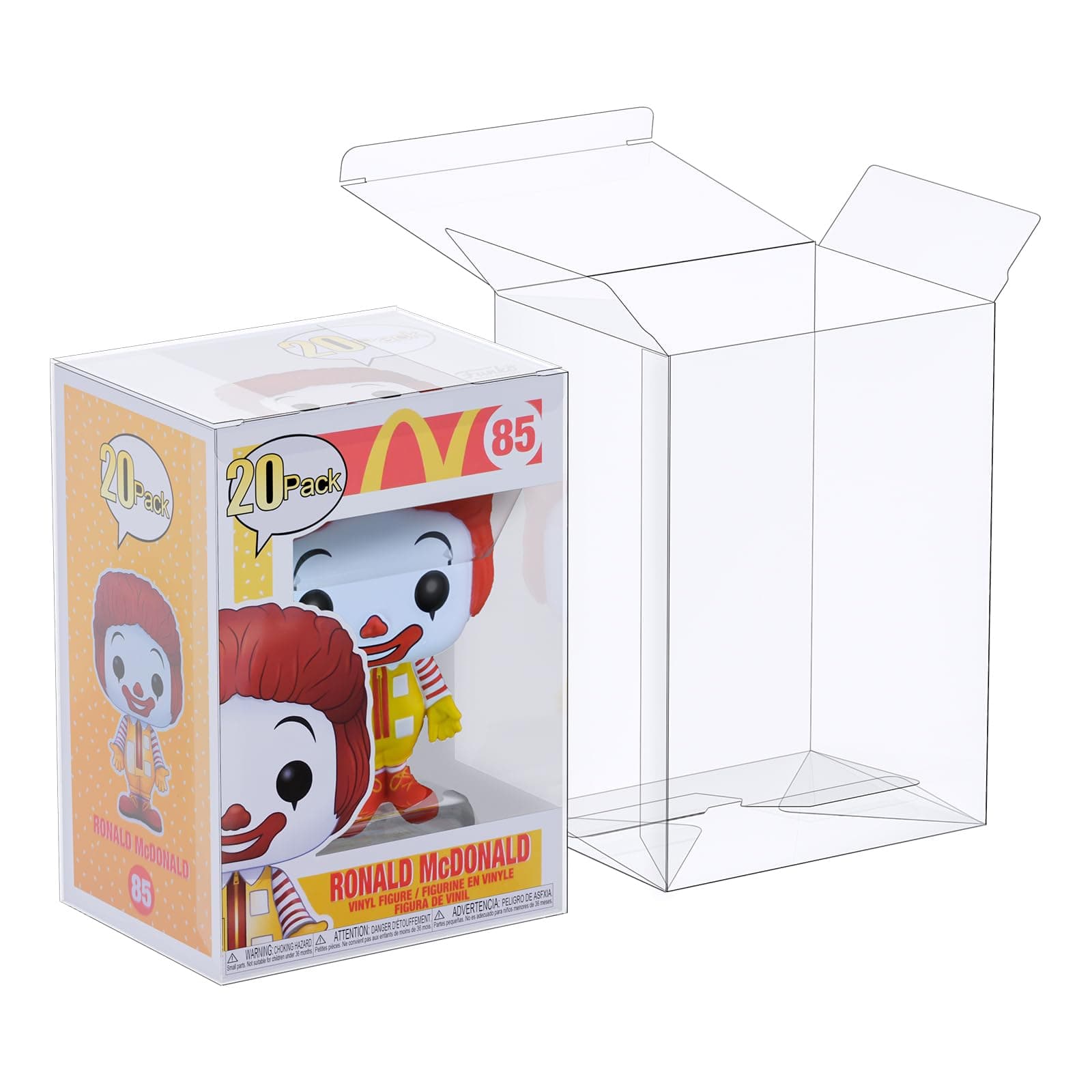 20 Pack Pop Protector Cases for 4" Funko Pop Vinyl Figures, Crystal Clear Heavy Duty Stackable Display Boxes, Scratch-Resistant and Durable Pop Figure Protectors