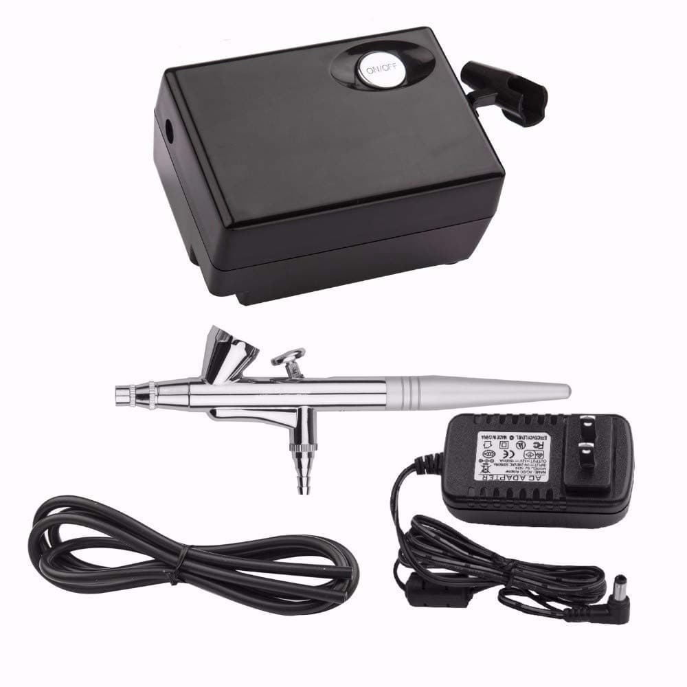 Airbrush Makeup Machine Kit with Air Compressor 0.4mm Needles and Nozzle Air Spray Gun for Make up Beauty Cosmetic Skin Care Eyebrow Manicure 3 Level Pressure Adjustable