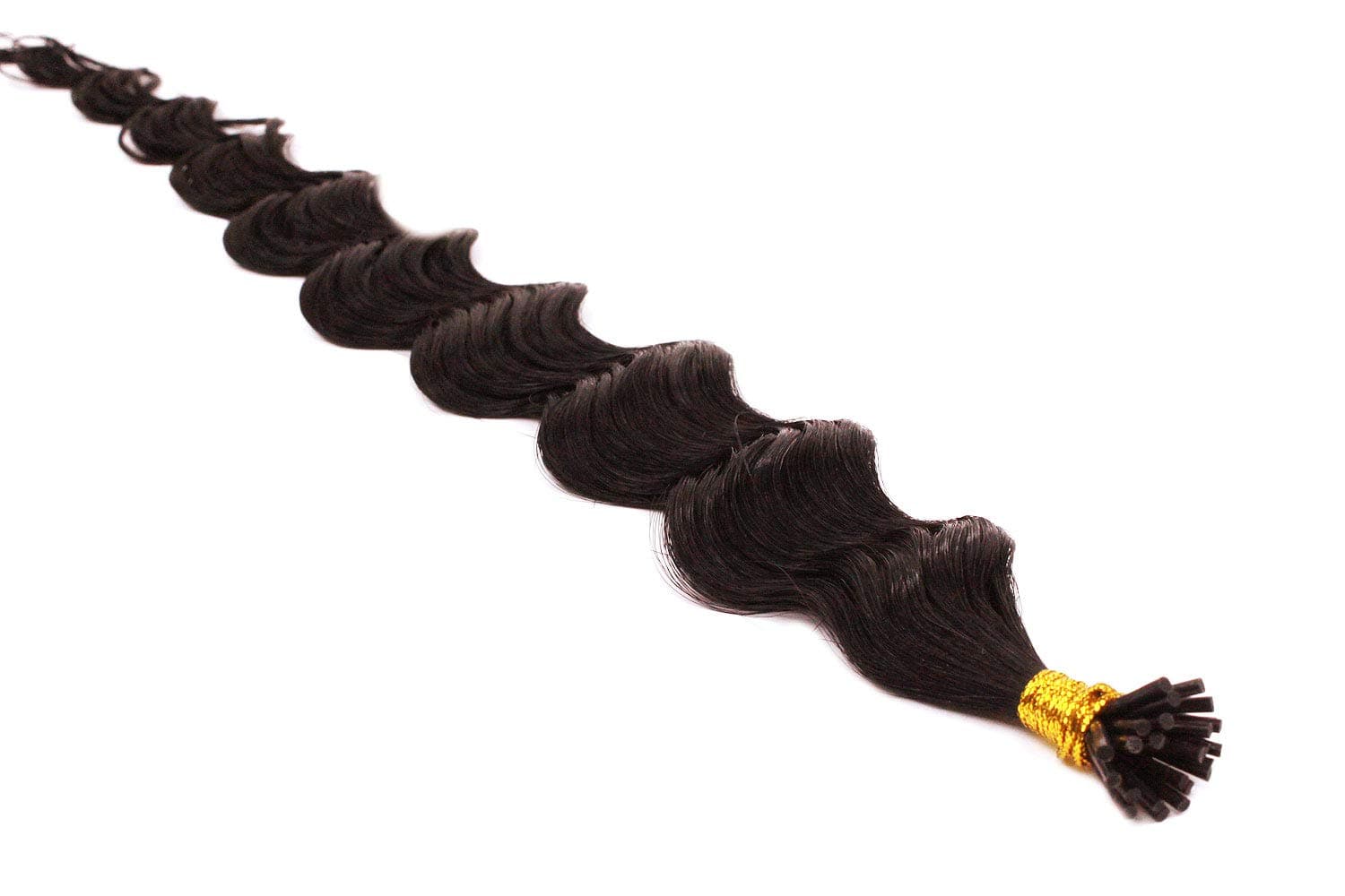 New 25 Strands Deep Wave Curly Micro Ring Links Needle Stick Head I Tip Human Hair Extensions Color #2 Dark Brown