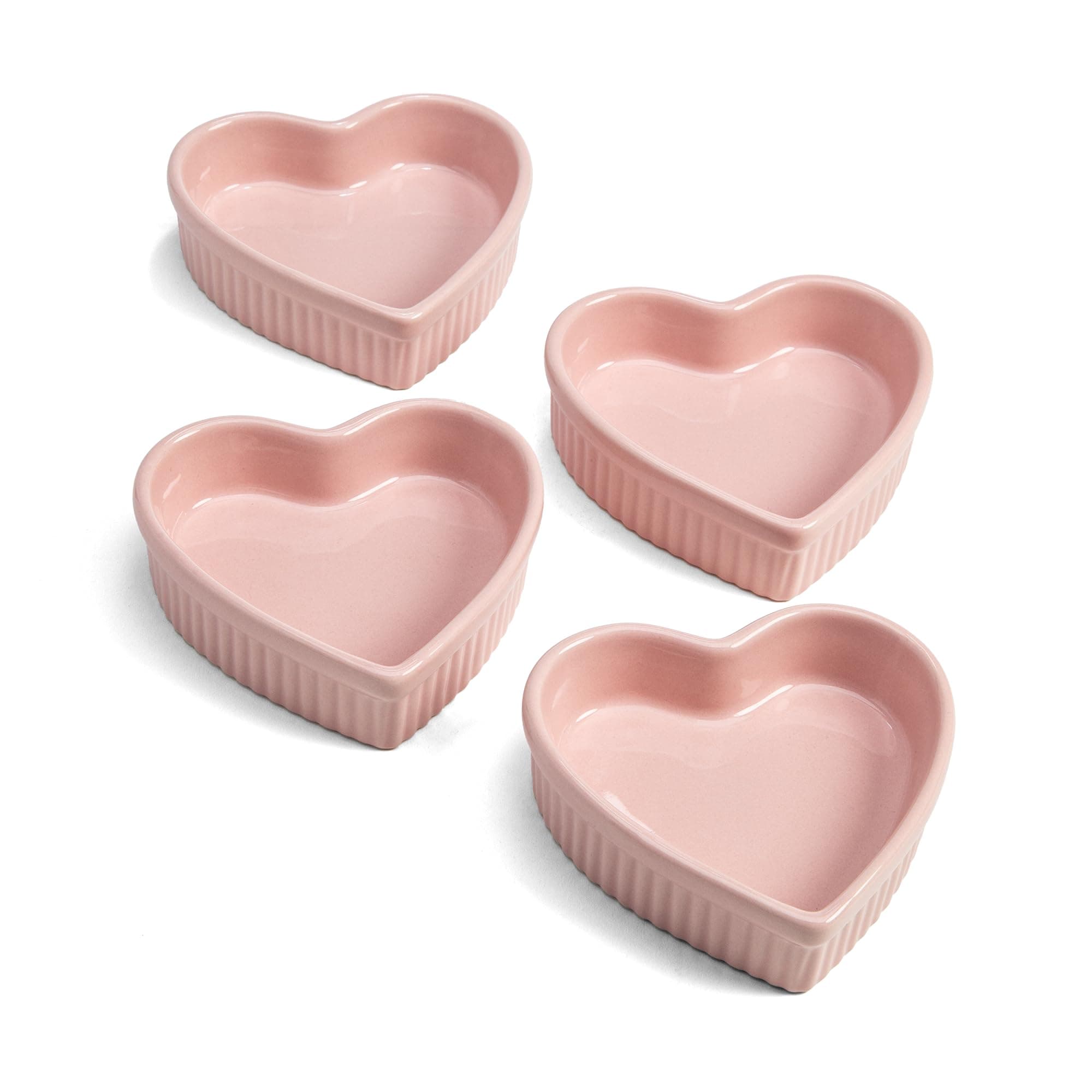 Heart Shaped Ceramic Ramekins, 4-Piece