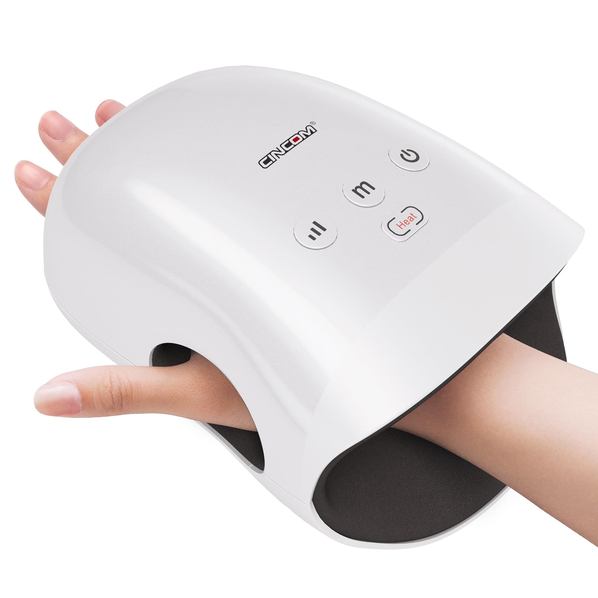 CINCOM Cordless Hand Massager With Heat And Compression For Arthritis And Carpal Tunnel(White)