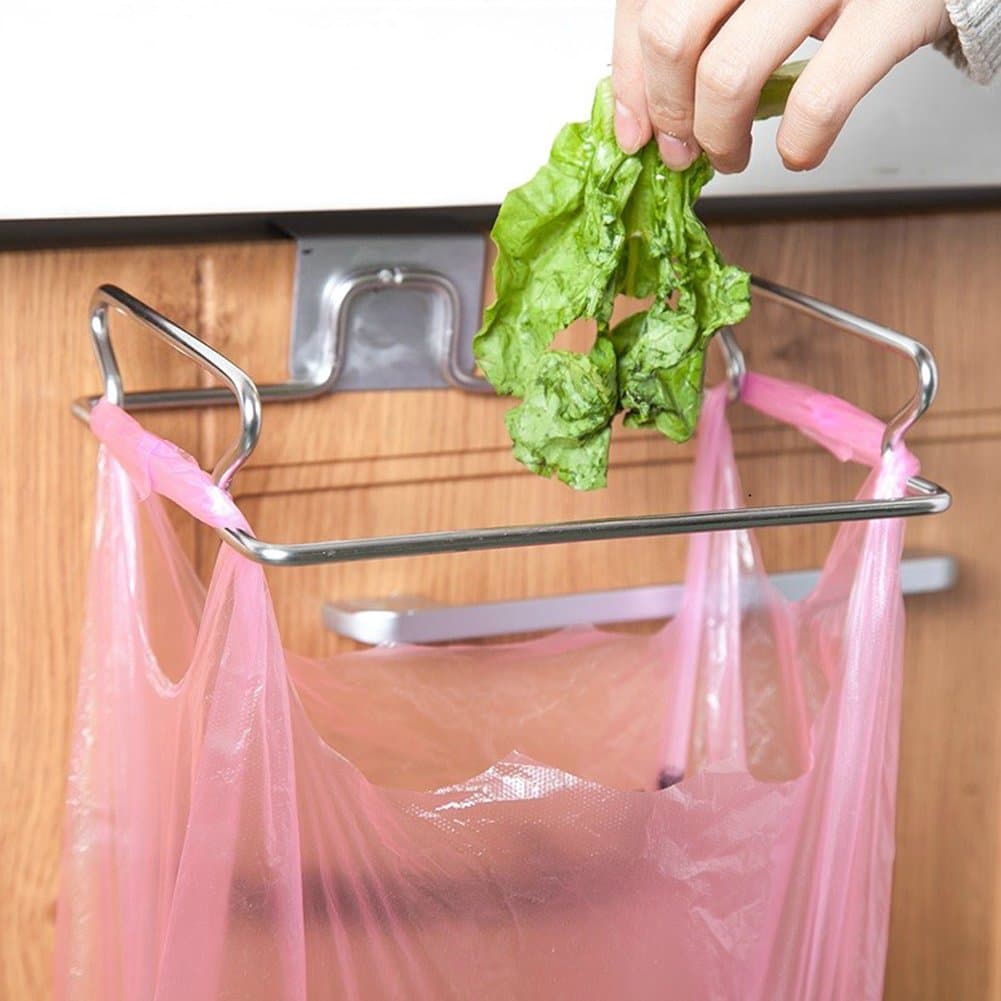 Door Back Garbage Bag Hook Over The Hanger Heavy Duty Storage Towel Classico Trash Stand Stainless Steel Holder Kitchen Bin Rubbish Hanging Cabinet Multi-Function Shelf Creative Door-Back