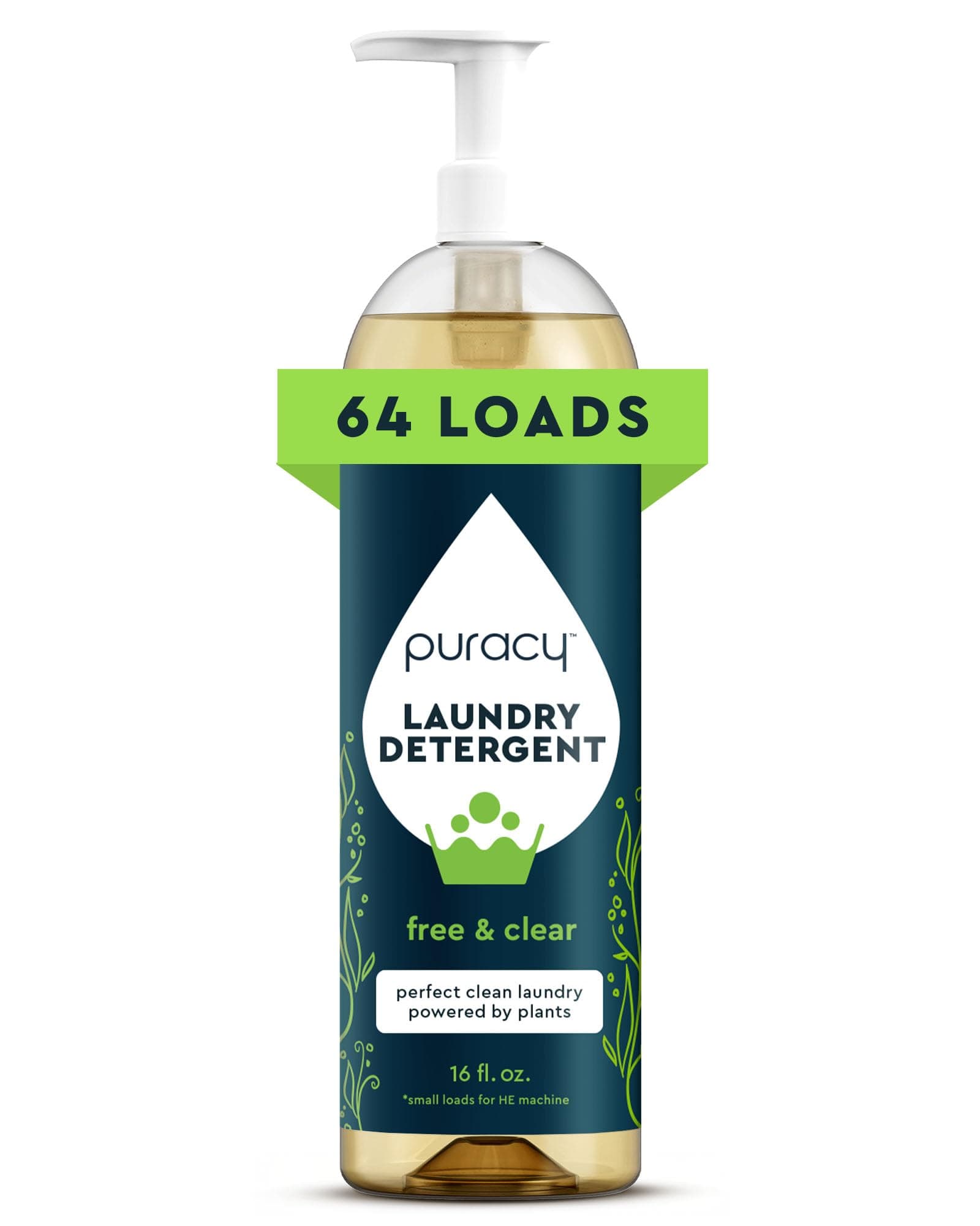Liquid Laundry Detergent Refill- 64 fl oz 256 Loads- Gentle on Sensitive Skin- Free & Clear Scent, Natural Liquid Laundry Detergent-Liquid Concentrate Laundry Pouch with Stain Fighting Enzymes