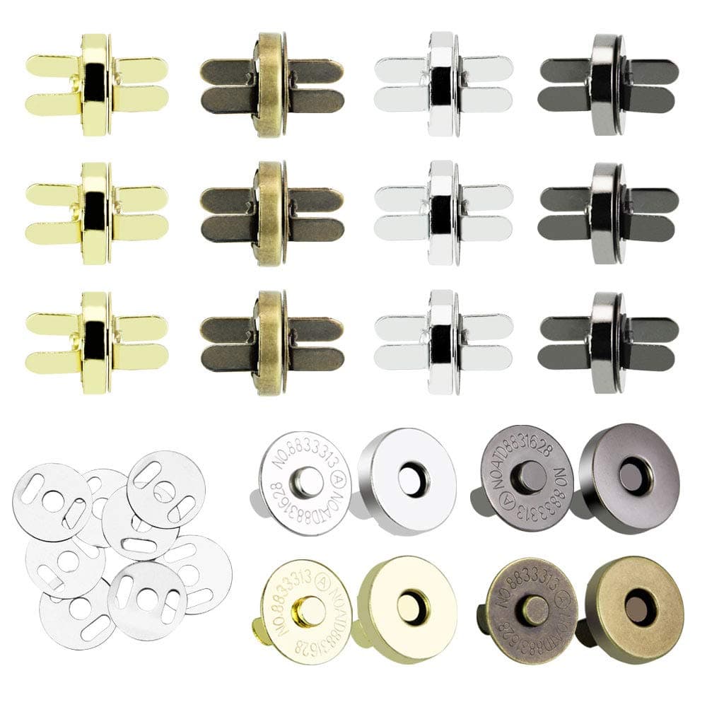 40PCS Magnetic Button Clasps Metal Snap Button Fasteners for Sewing Craft Purses Bags Clothes Leather, 4 Colors (14mm)