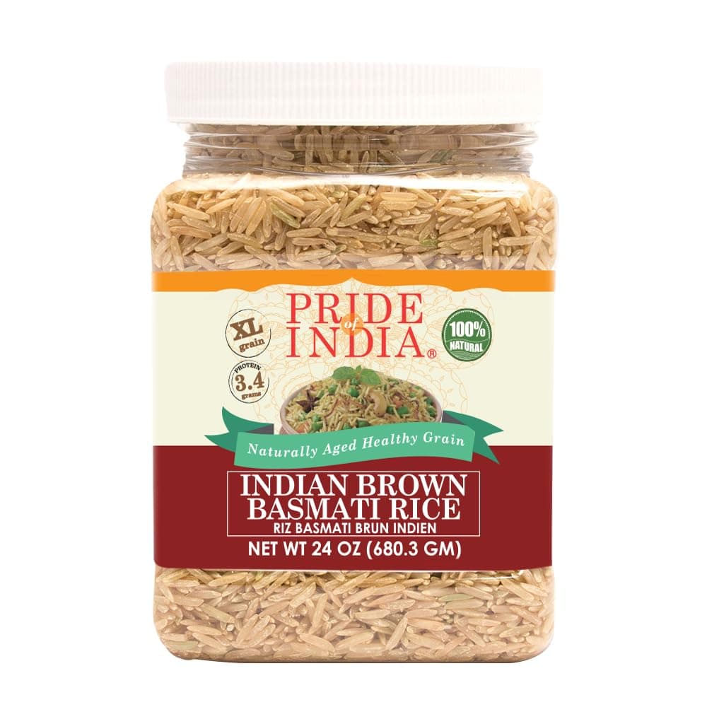 Pride of India Extra Long Brown Basmati Rice – 1.5 lbs | Aromatic & Naturally Aged 2 Years Long Grain Brown Rice for Biryani, Pilaf, Rice Bowl, Spanish Rice & Vegan Meals | Gluten Free