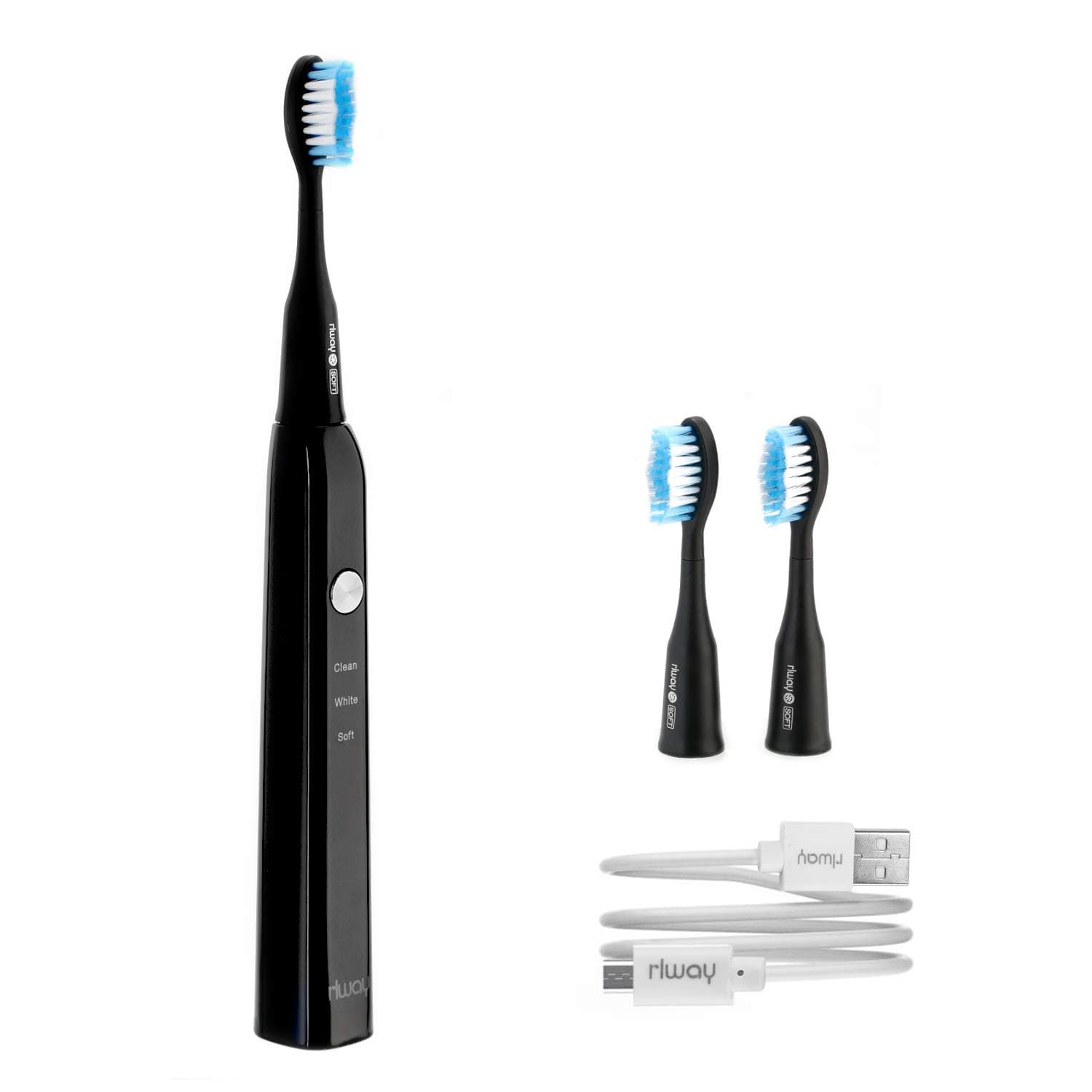Sonic Electric Toothbrushwith 3Optional Modes and 2 Minutes Smart Timer,IPX7 Waterproof,USB Easy Charging,3 Brush Heads Included