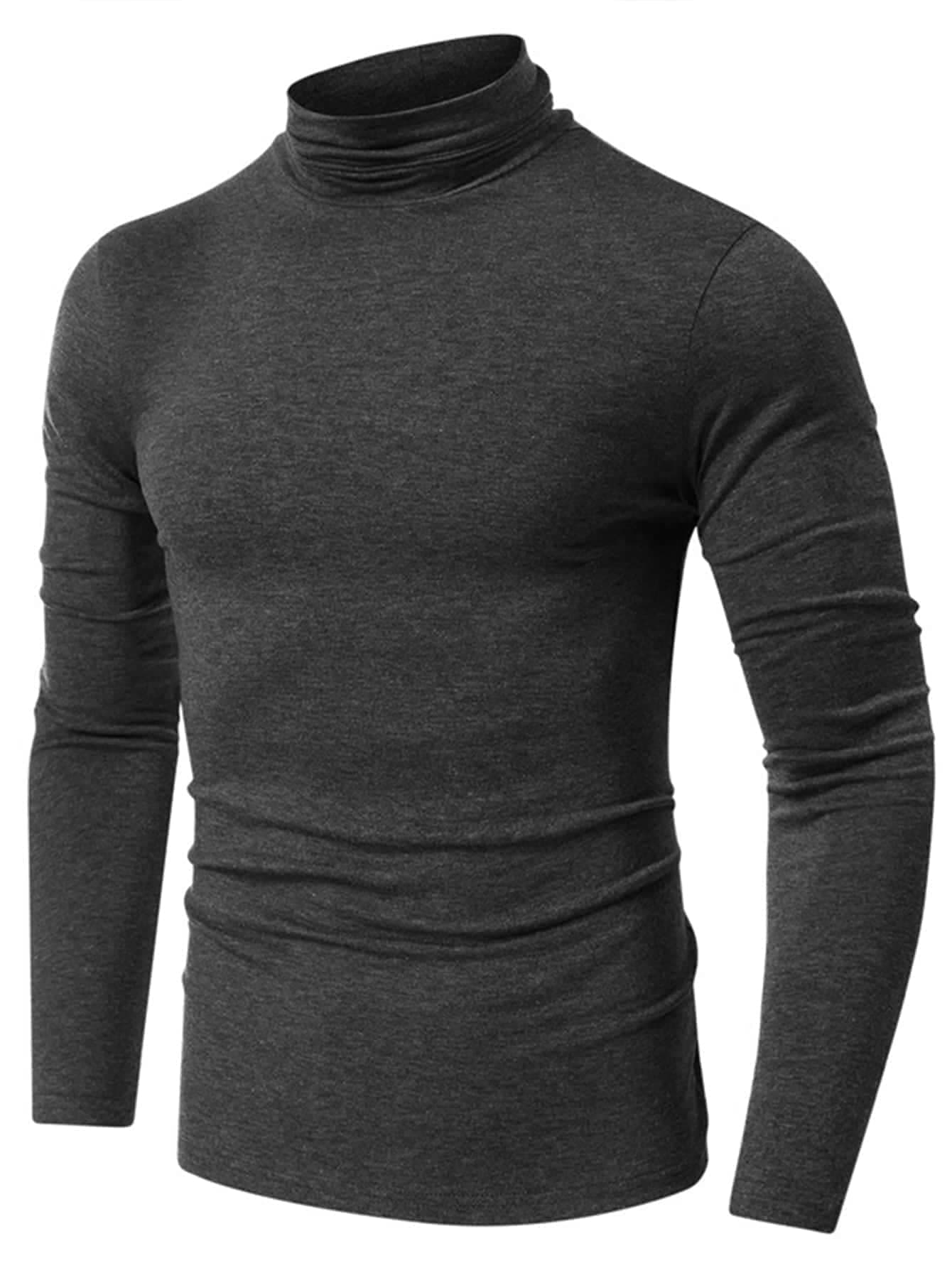 LETISR Men's T-Shirts Men Solid High Neck Tee T-Shirts for Men (Color : Dark Grey, Size : XX-Large)