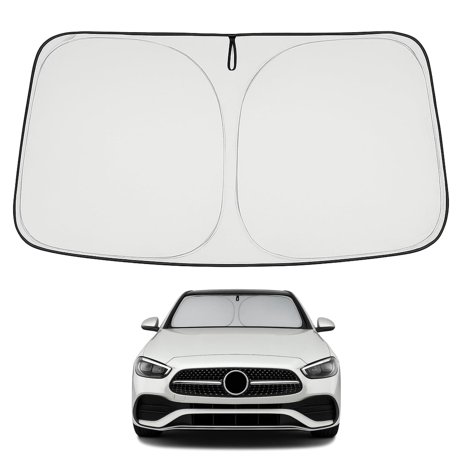 Proadsy 2024 Upgrade Front Windshield Sun Shade Foldable Sunshade Protector Custom Fit 2015-2021 Mercedes Benz C Class W205 C250 C300 C400 Accessories