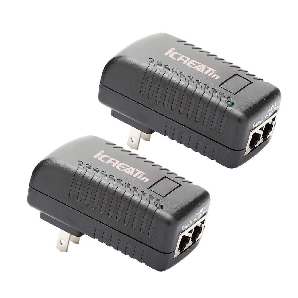 48V PoE Injector, 2-Pack Wall PoE Ethernet Adapter 802.3af 48V 24W 0.5A Power Supply for Security IP Cameras IP Phones, 10/100Mbps, Replacement for Ubiquiti POE-48-24W, POE-48-24W-WH
