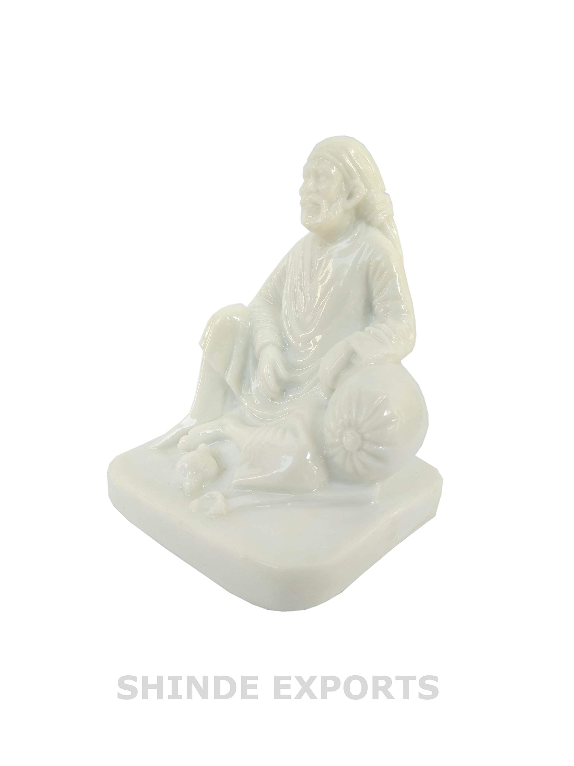 SHINDE EXPORTSShirdi Saibaba Marble Idol for car Dashboard and Gifting (4 inches)