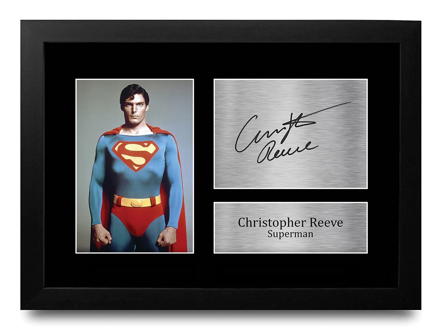 HWC Trading FR Christopher Reeve Gift Signed FRAMED A4 Printed Autograph Superman Gifts Print Photo Picture Display