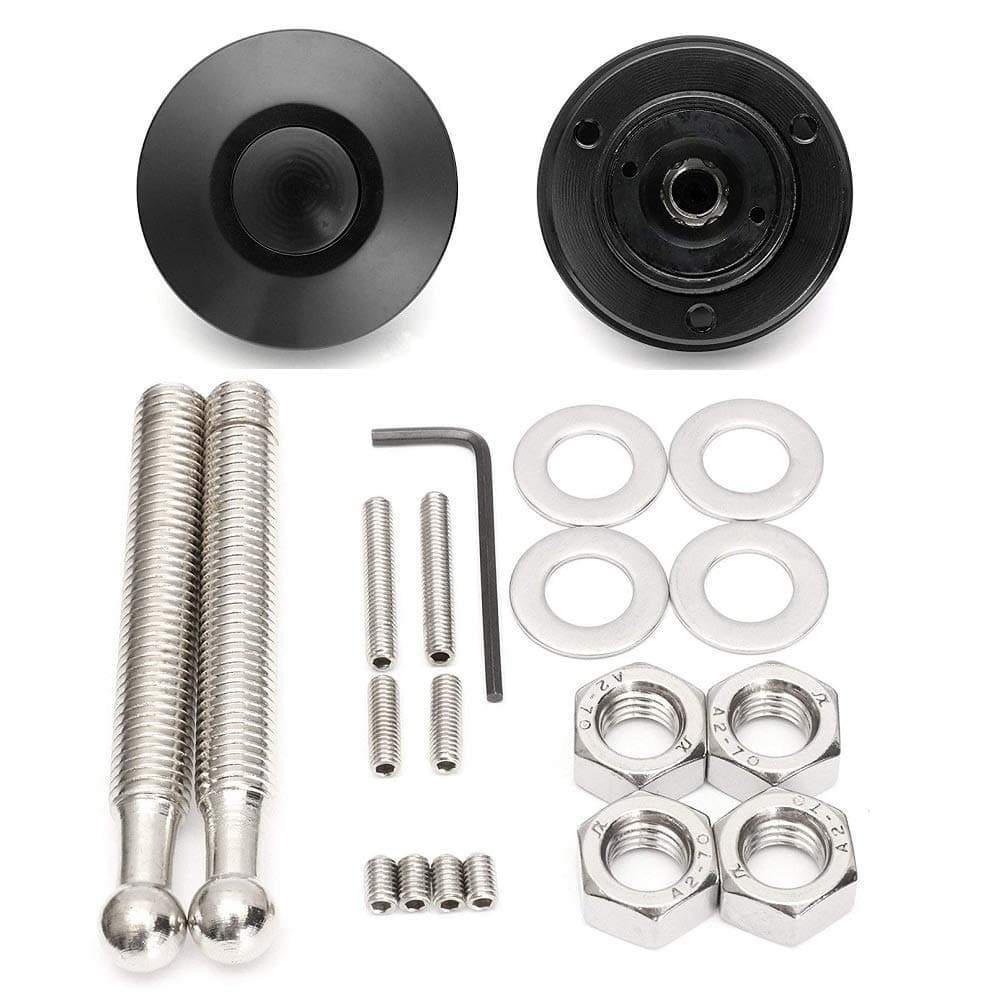 ANJOSHI 2Pack Quick Release Latch Universal 2.44in/62mm Diameter Universal Aluminum Alloy Push Button Quick Latch Hood Pins Lock Clip Kit for Auto Car Hood Pins Lock(2Pack Pro)