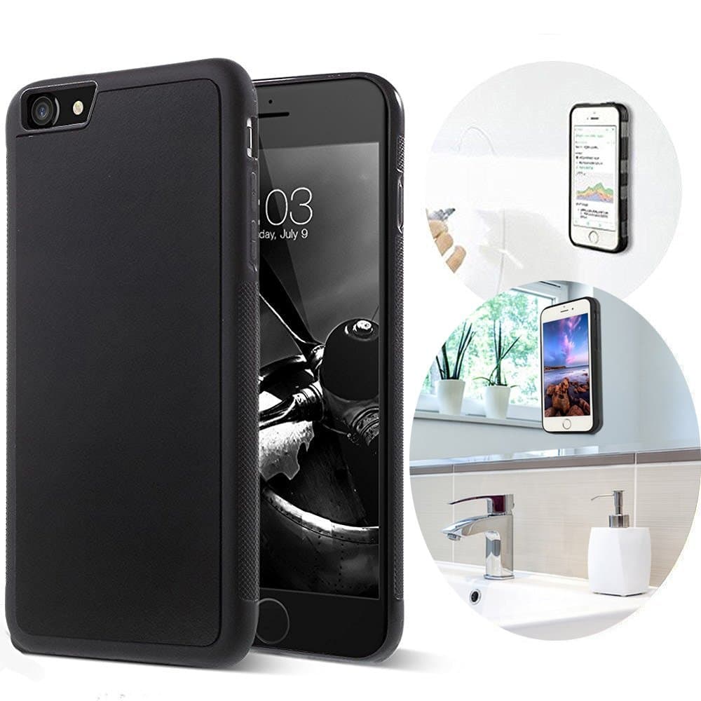 Aukoo Anti-Gravity Selfie Case for iPhone 7 with Magical Nano Sticky Can Stick to Glass, Mirrors, whiteboards, Metal, Kitchen cabinets or Tile, car GPS, and Most Smooth, Flat Surfaces Brass Knuckles