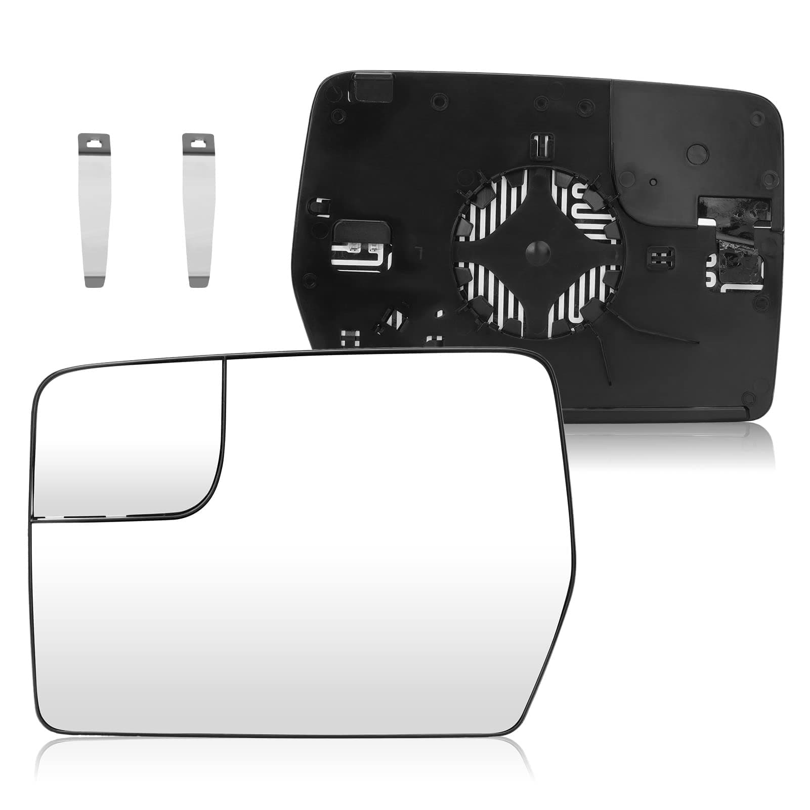 Driver Left Side Power Heated Mirror Glass for 2011-2014 Ford F-150 with Rear Holder, Blind Spot Convex Side View Mirror, Replace for BL3Z-17K707-E