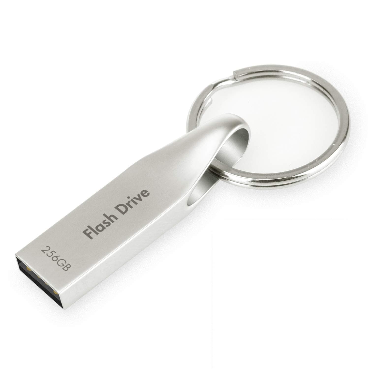 Metal USB Flash Drive 256 GB 2.0 - Silver with Key Ring by VOJOASON
