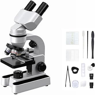 Microscope Biological Educational Microscope for Students with Phone Clip, Biological Sample and Fill Light (1)