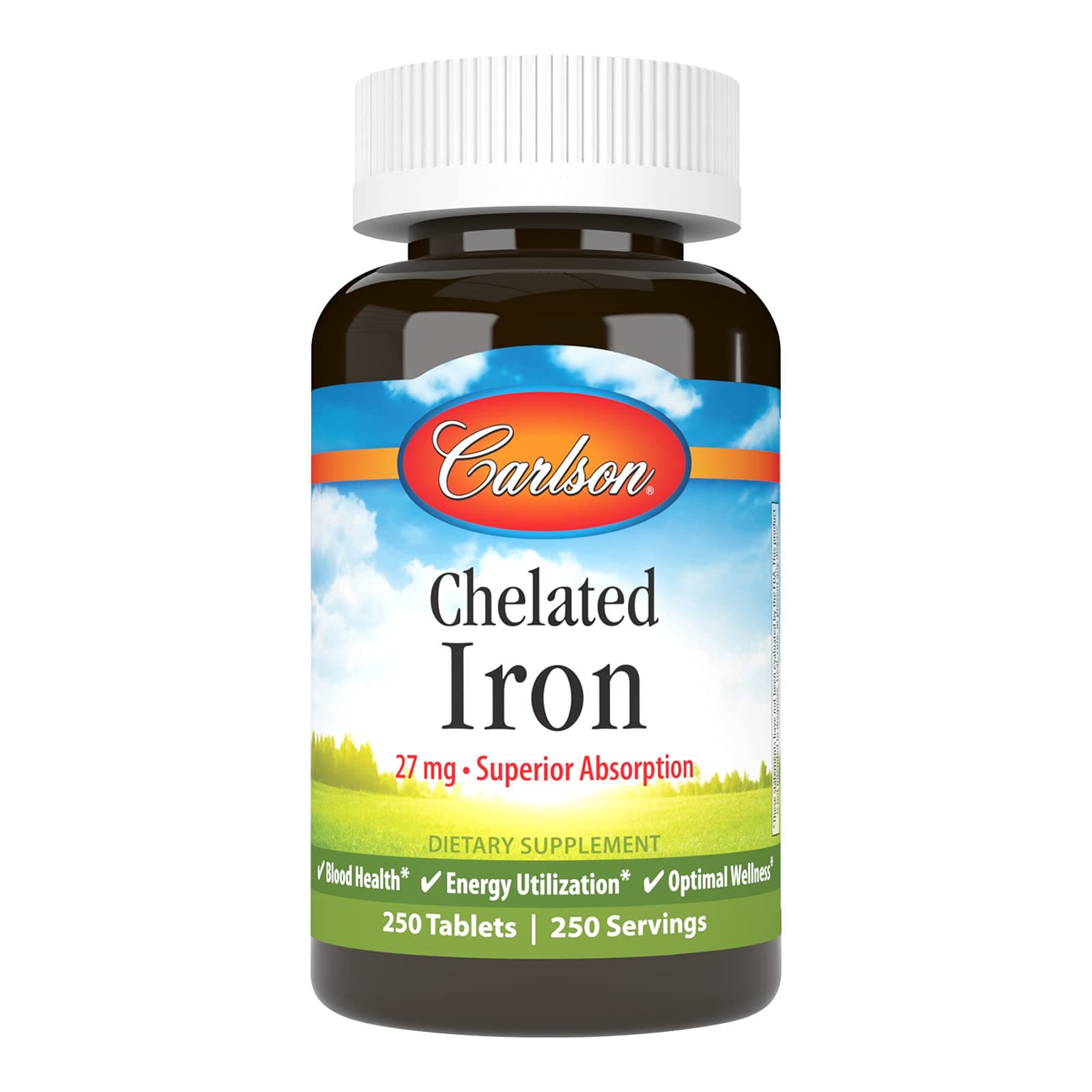 Carlson Labs Chelated Iron 27mg, 250 Tablets