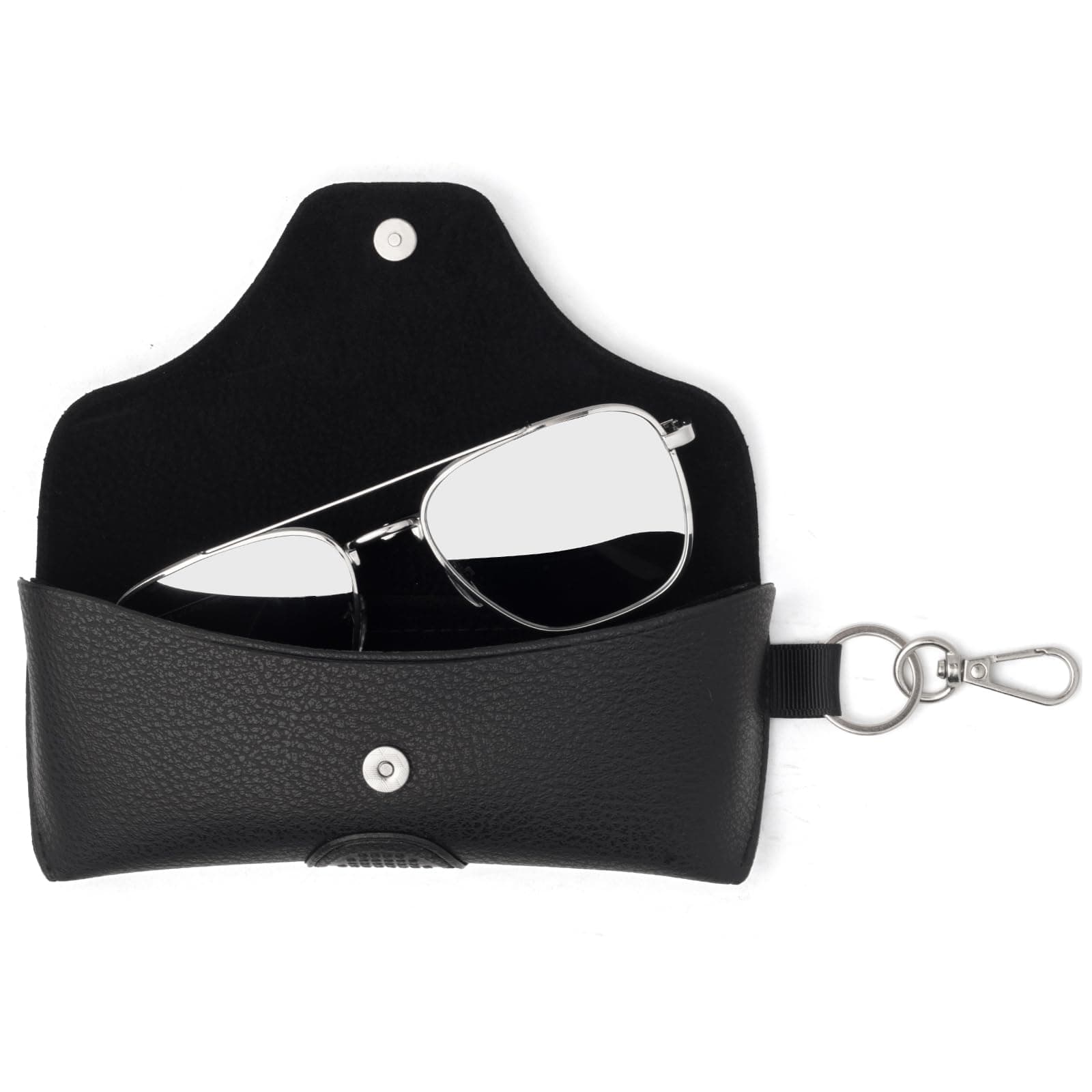 PU Leather Glasses Case with Belt Loop, Semihard Portable Eyeglasses Case for Outwork