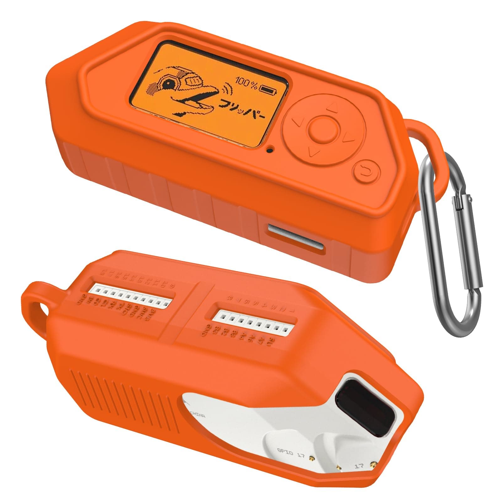 Silicone Case for Flipper Zero, Soft Protective Case for Flipper Zero Device, Anti-Scratch Protective Cover for Flipper Zero WiFi with Carabiner (Orange)