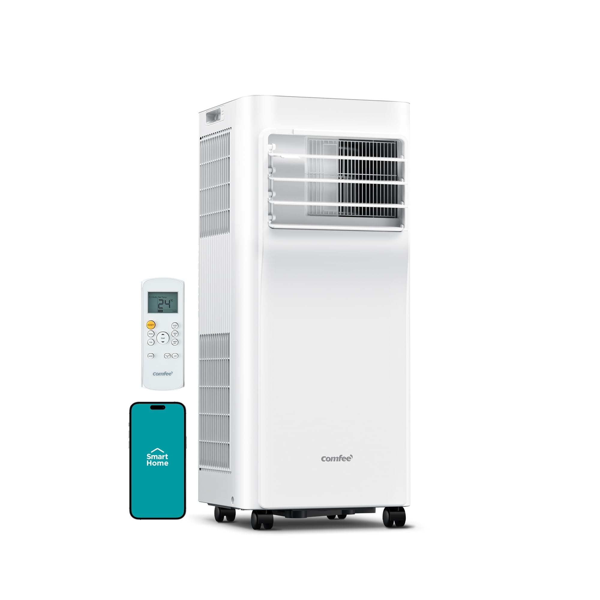 COMFEE’ 7000 BTU Portable Air Conditioner App Control with Dehumidifier & Fan mode, Remote Control & Window Installation Kit Included, 24-Hour Timer for Rooms Up to 269 sq.ft. (25㎡)