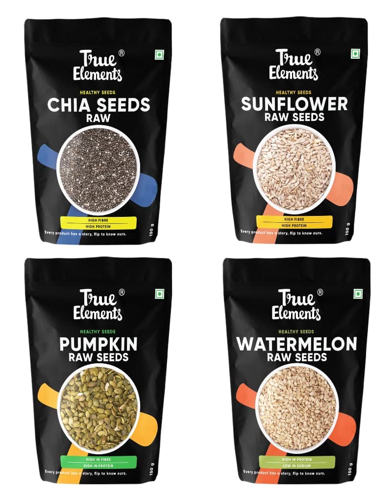 True Elements Healthy Raw Seeds Combo Pack (150g*4) - Seeds for Eating Combo ...