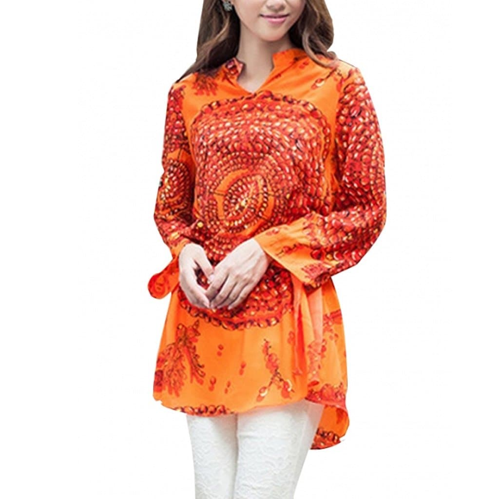 Retro Beads Print Plus Size Chiffon Dress