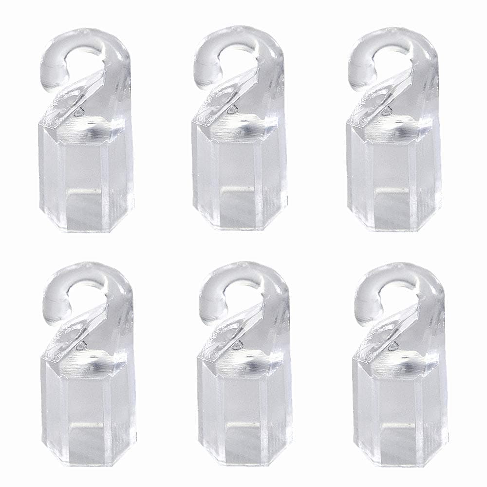 CutelecWand Tip Hook Sleeve 6pcs Clear Plastic Shepherds Hook Wand Tip Connector Wand Cap for Hexagon 9/32"(7mm) in Diameter Plastic Blind Tilt Wand in Mini and Wood Wlinds