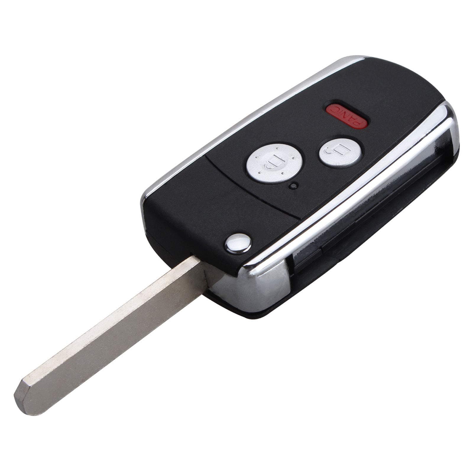 KEMANI Uncut Blank 3 Buttons Flip Remote Key Shell Folding Fob Case Repair Fit For Honda Civic Odyssey Ridgeline Fit CR-V Insight CR-Z 2BT+Panic No chips