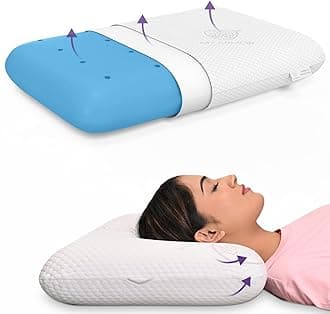 MY ARMOR Ventilated Cooling Gel Memory Foam Pillow Queen Size - 4.5 Inch Thick | 2 Years Warranty | with Removable Washable Cover - Pack of 1
