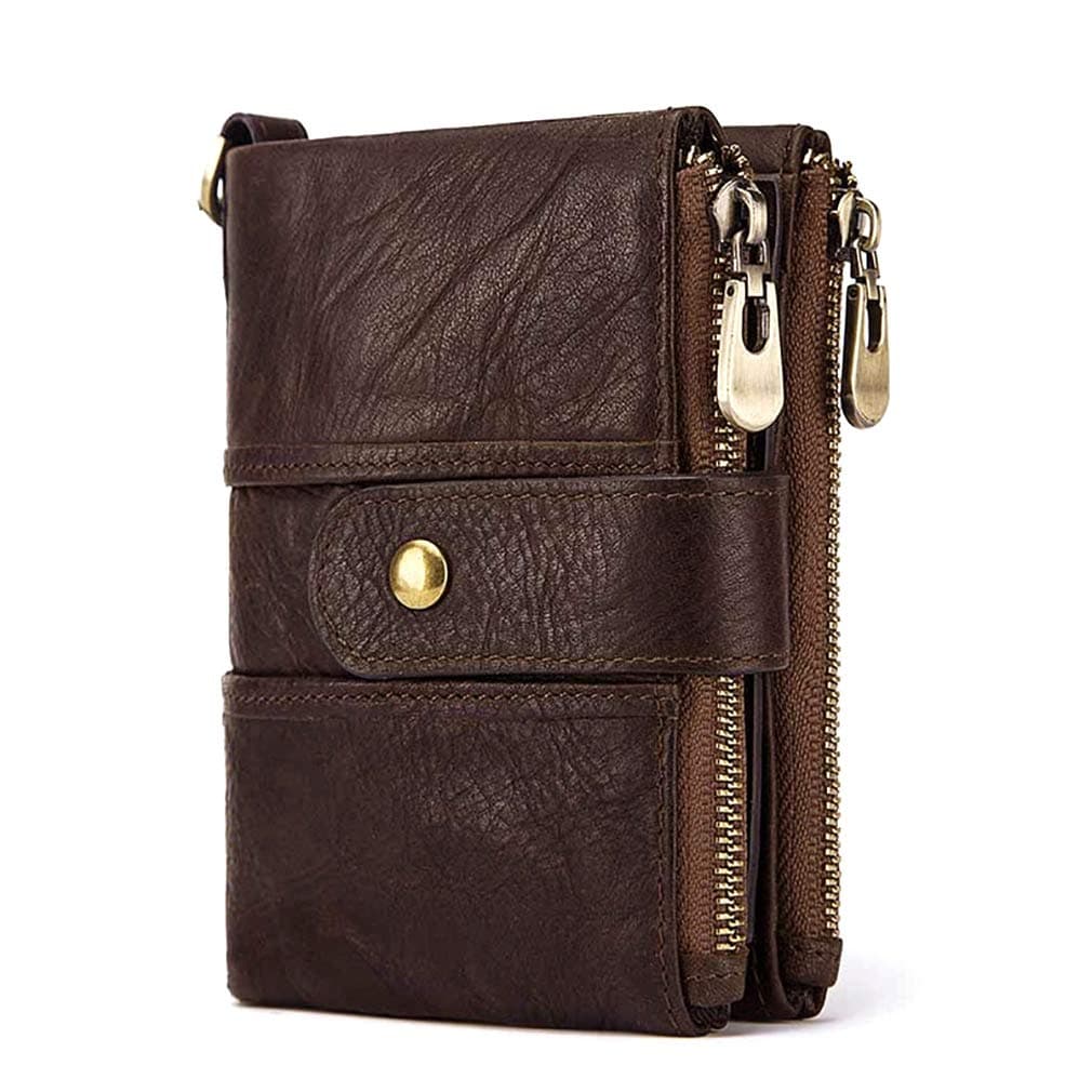 SEEFOUN Wallets for Men RFID Genuine Leather with ID Window and 12 Slots Credit Card Holder Coin Purse Men's Wallet