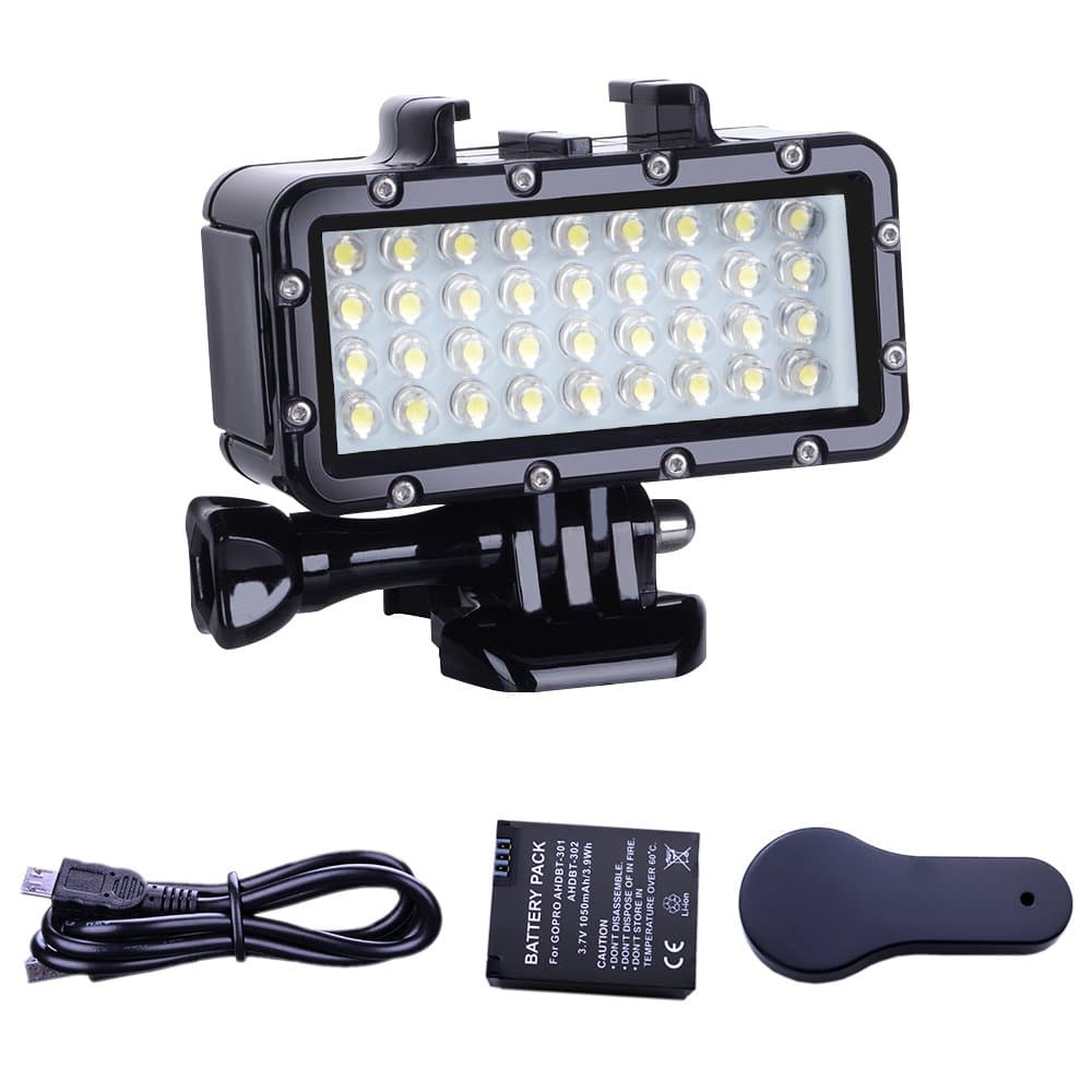 Diving Light High Power Dimmable Waterproof LED Video Light Fill Night Light Diving Underwater Light Waterproof 147ft for Gopro Hero 13/Hero 12/11/10/9/8/7/6/5/5S/4/3+ More Action Cam