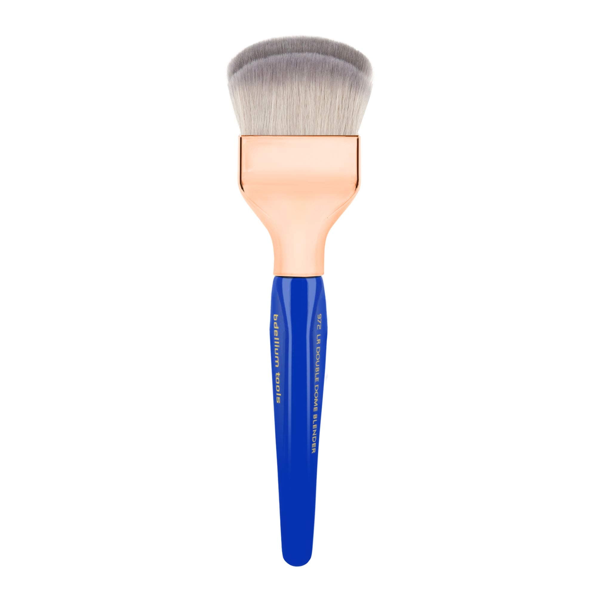 Bdellium Tools Professional Makeup Brush - Golden Triangle 972 Large Rounded Double Dome Blender - With All Vegan and Soft Synthetic Fibers, For Foundation Application & Blending (Blue, 1pc)