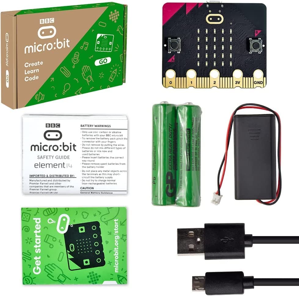 KEYESTUDIOBBC Micro:bit V2.2 GO Kit, STEM Starter Kit for Microbit, Development Board for Coding and Programming, Barebone PCs
