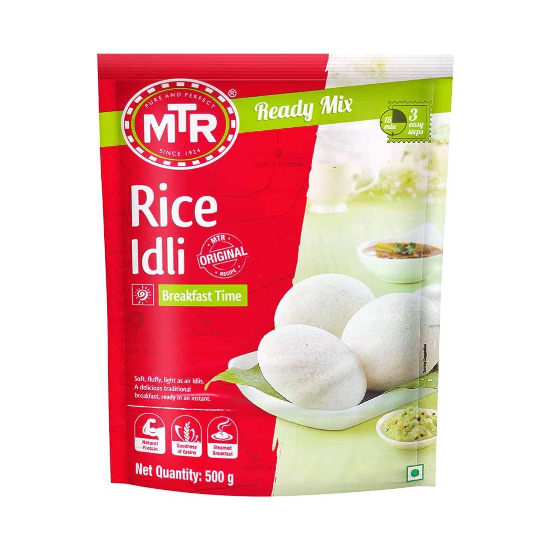 MTR Rice Idli Mix - Breakfast Mix | Quick Breakfast | Instant Ready to Cook Mix | Ready-To-Make South Indian Breakfast | 500g