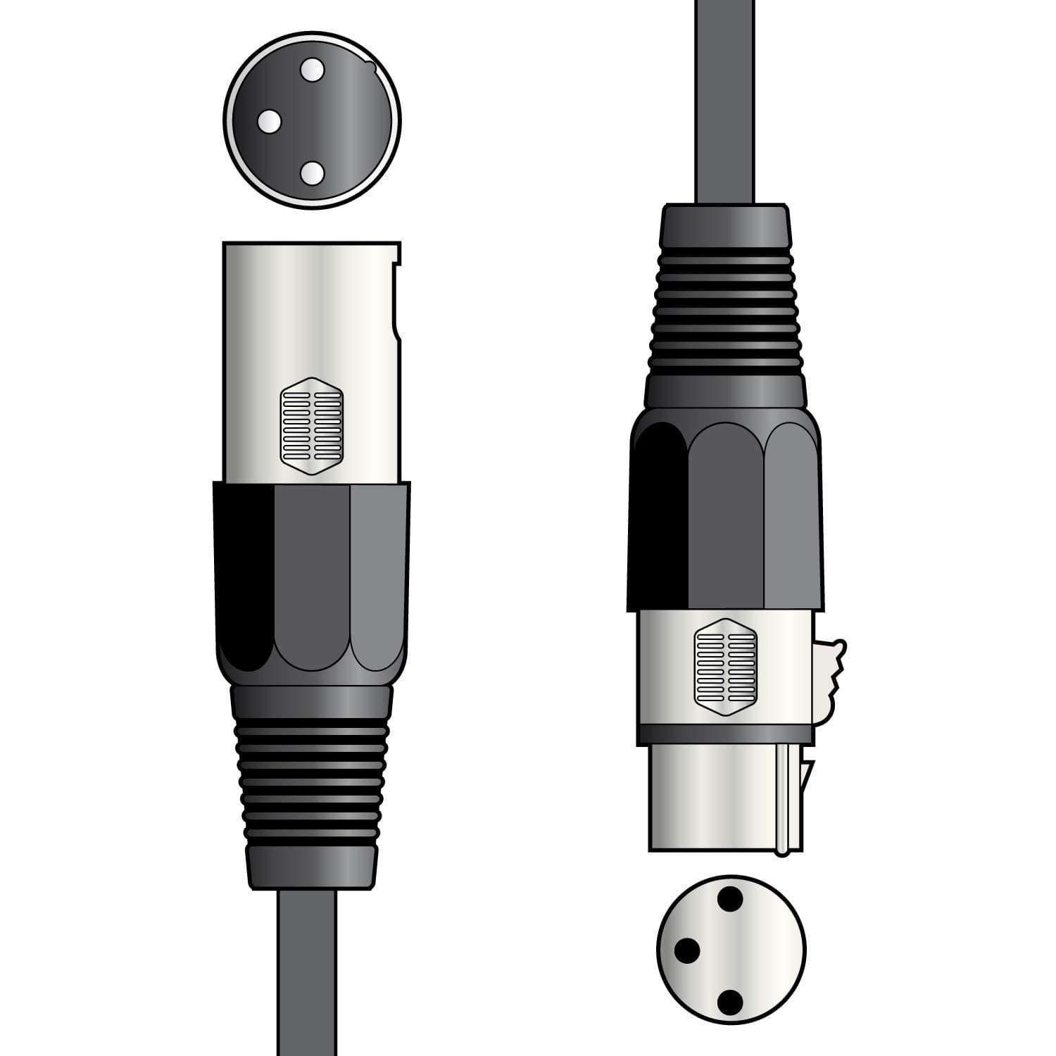 QTX Professional DMX Lighting Leads XLR Plug to Socket 0.75m