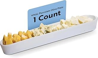 Restaurantware Siluro 12 Inch Olive Tray, 1 Narrow Olive Plate - Microwave-Safe, Oven-Safe, White Porcelain Narrow Serving Tray, Chip-Resistant, For Olives Or Cheeses -