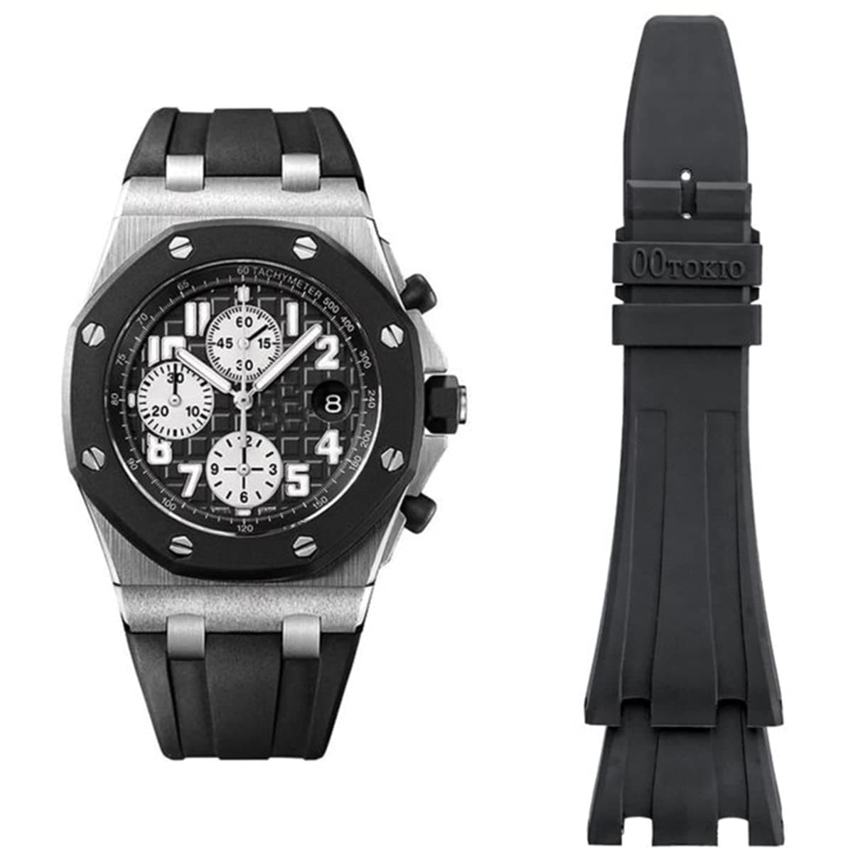 BLACK VULCANIZED RUBBER STRAP FOR AUDEMARS PIGUET Royal