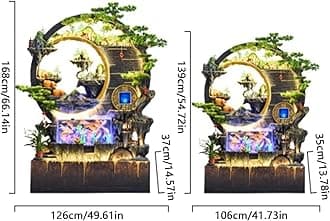 Home Decorative Fountain Fountain Large Floor Standing Fountain With Rockery, With LED Lights,Entrance Water Feature Wall Screen, Living Room Floor Decorative Ornaments(Large)