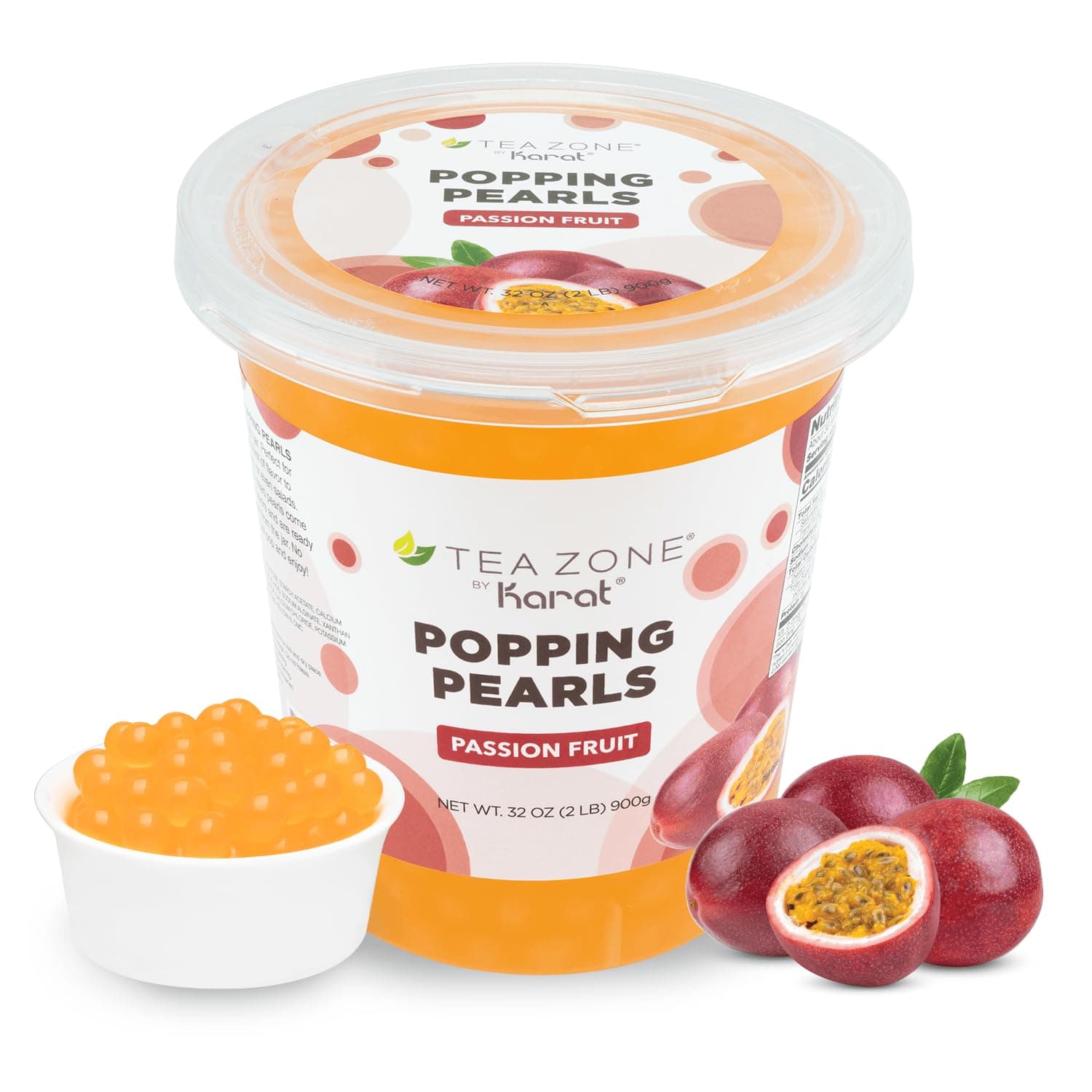 Tea Zone [2 Pound] Passion Fruit Popping Pearls, Bubble Tea Topping for Boba Tea Beverages, Sweets, Ice Cream Topping -B2055 (2.0lb)