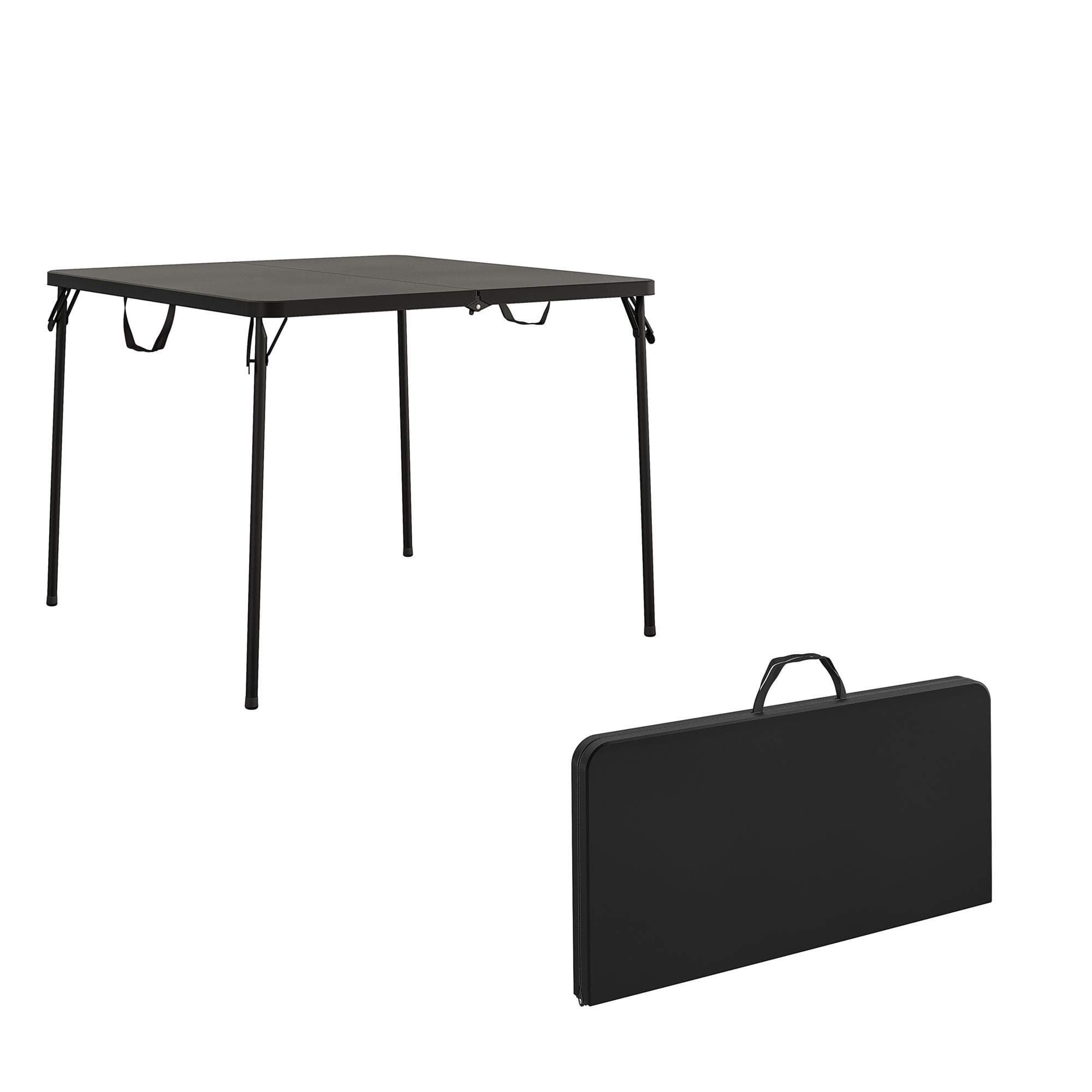 COSCO XL 38.5" Fold-in-Half Card Table w/Handle, Black, Indoor & Outdoor, Portable, Wheelchair Accessible, Camping, Tailgating, & Crafting Folding Table