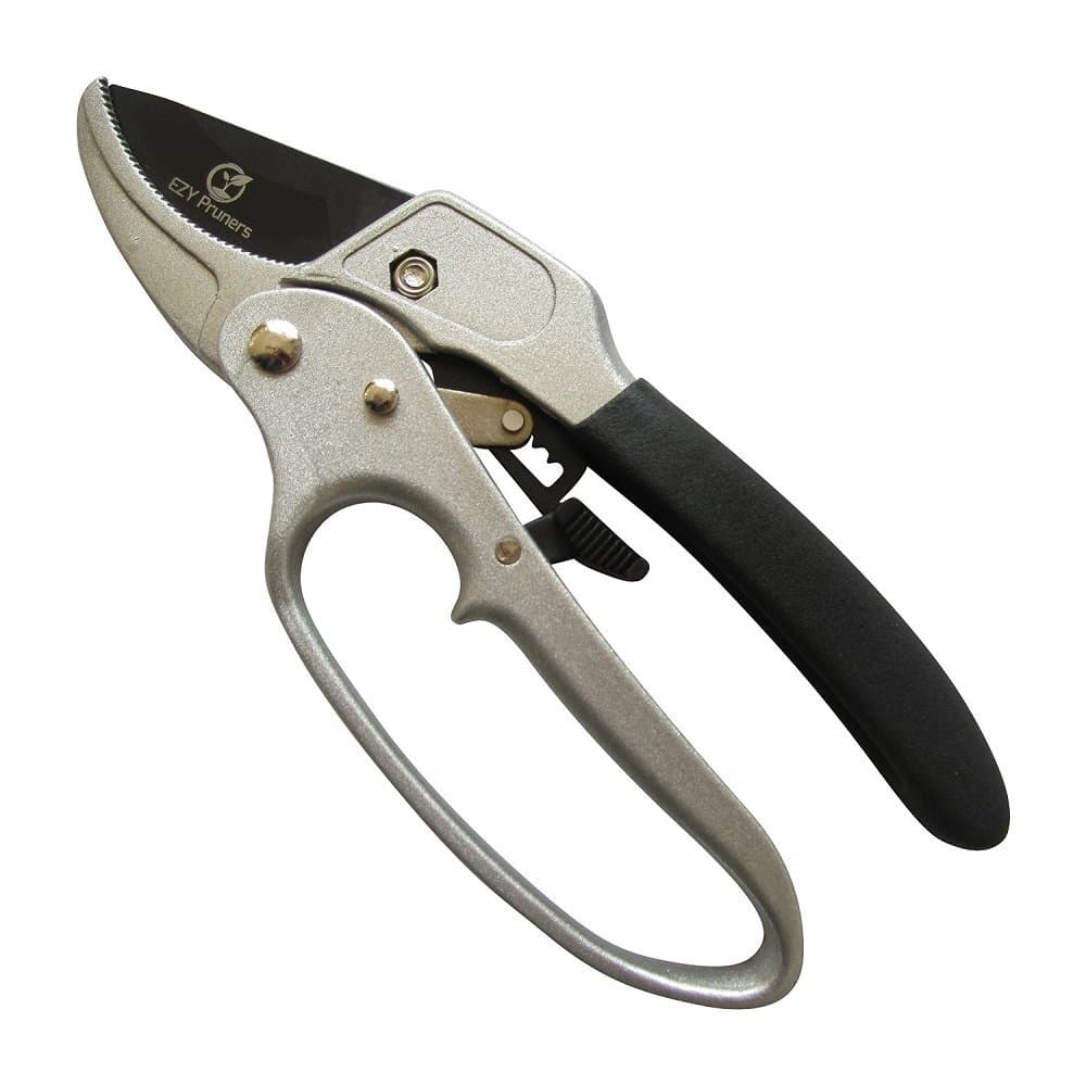 Ratchet Pruning Shears - Sharp Garden Hand Pruners - Easy Ratcheting Action - Best Anvil Gardening Secateurs for Small to Medium Jobs - Simple to Lock or Unlock - 100%