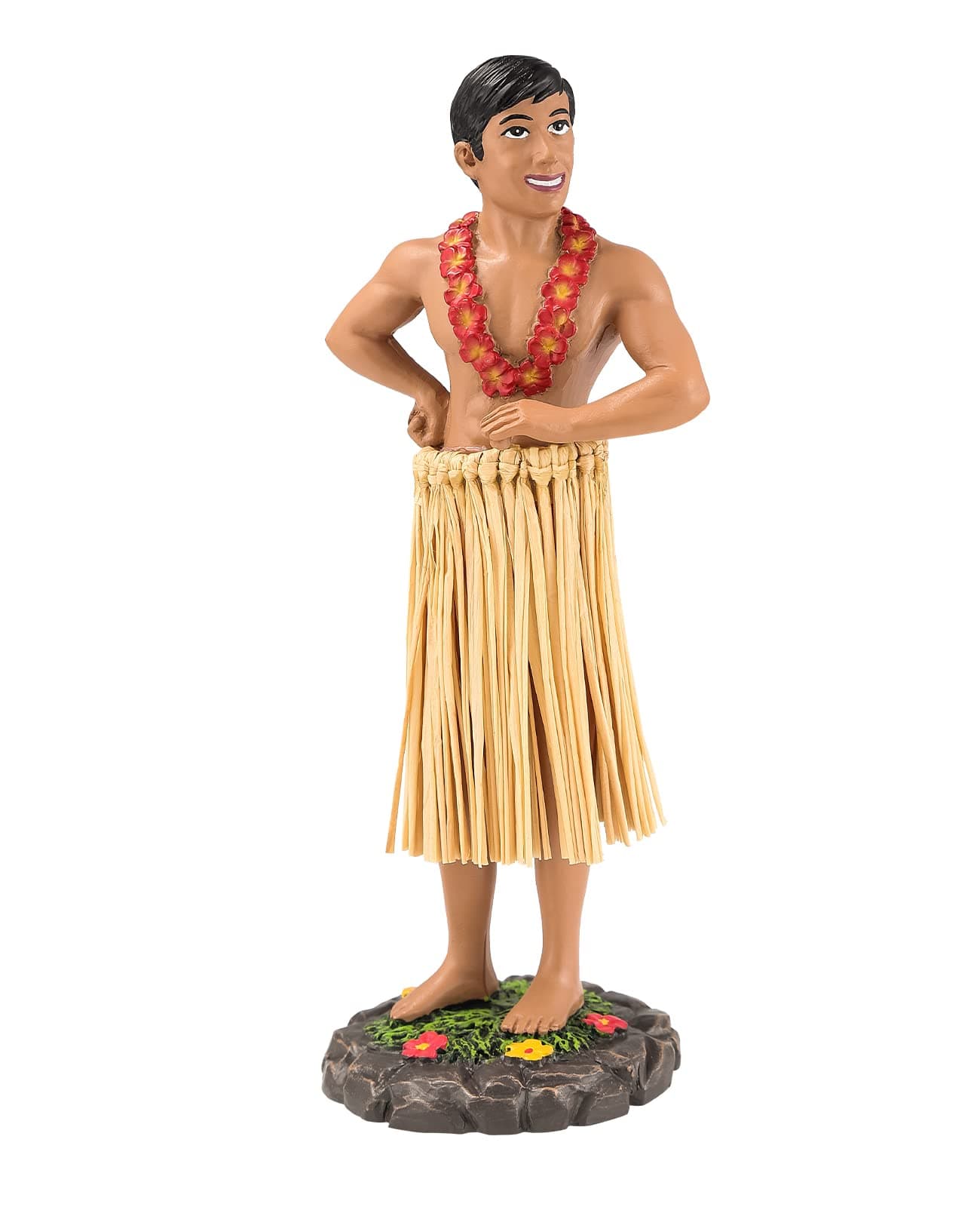 Hawaii Hula Boy Dashboard Bobblehead for Driver Decorations - Medium Size 6.3" High