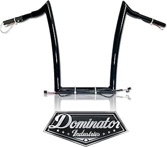 Pre Wired Dominator Industries 1 1/4 Inch Road Glide Meathook Ape Hanger Handlebars, 14 Inch Rise, Gloss Black for 2015-2022 Harley Road Glides