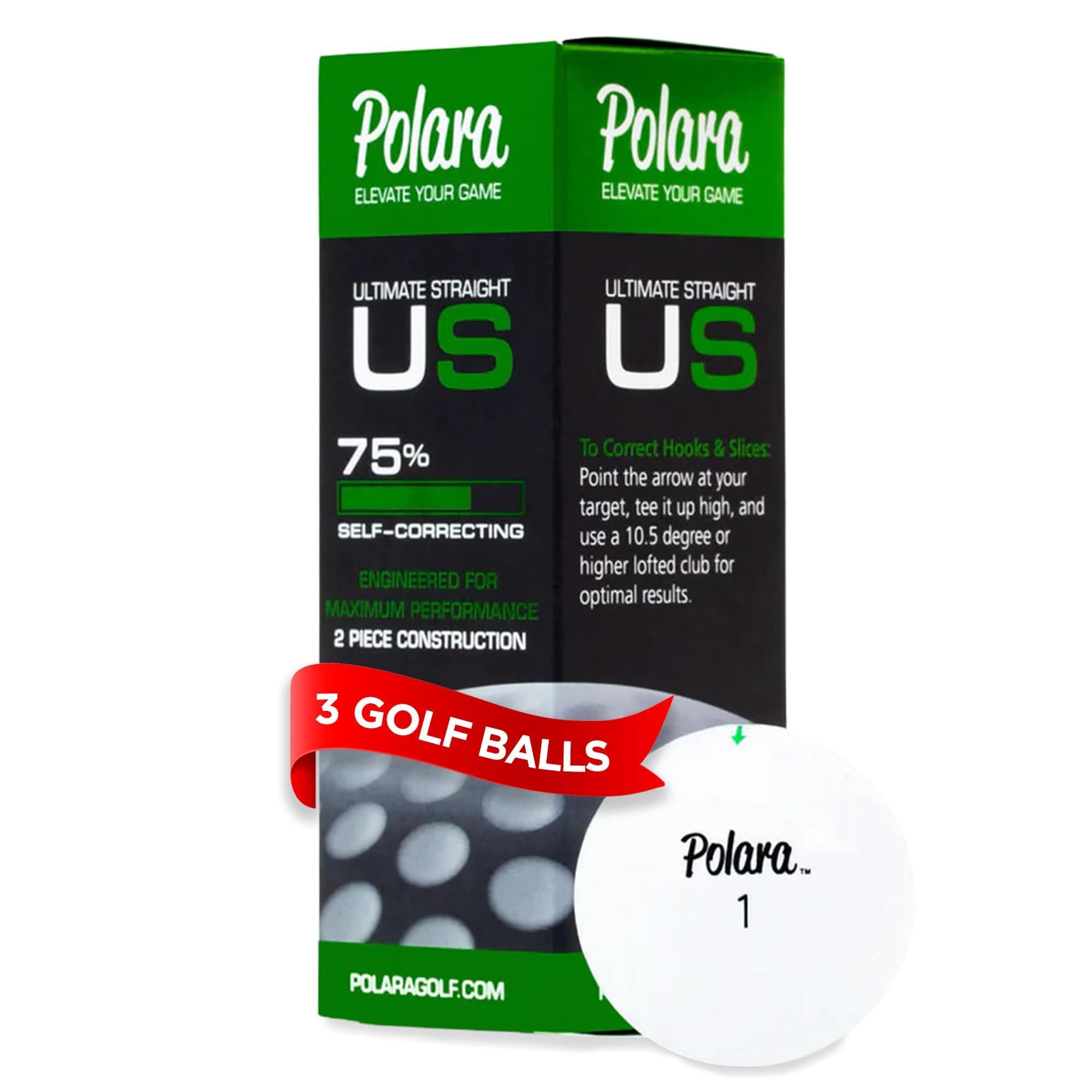 Polara Self-Correcting Golf Balls – High-Performance Golf Balls with Soft Feel, Anti-Slice & Hook Correction, Exceeds USGA Limits, Dimple Design for Maximum Distance, Golf Accessories for Men & Women