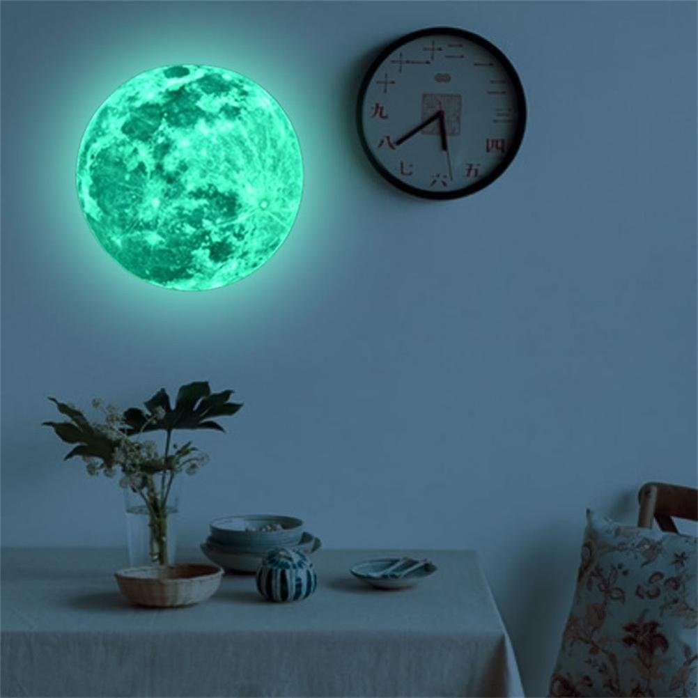 Kolylong 3D Large Moon Fluorescent Wall Sticker Luminous Removable Glow In The Dark Sticker (5cm)