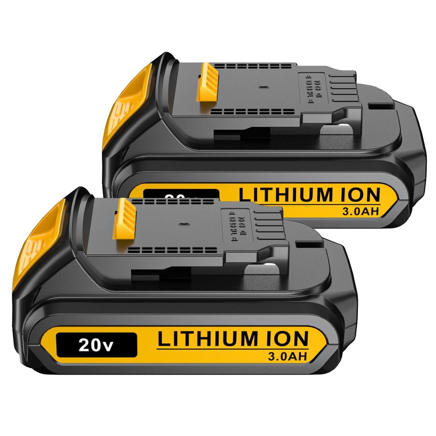LONG FIT20V 3.0AH Replace for DEWALT 20V MAX Battery Pack, 3.0-Ah, 2-Pack, Compatible with Dewalt DCB200 DCD DCF DCG Series Cordless Power Tools