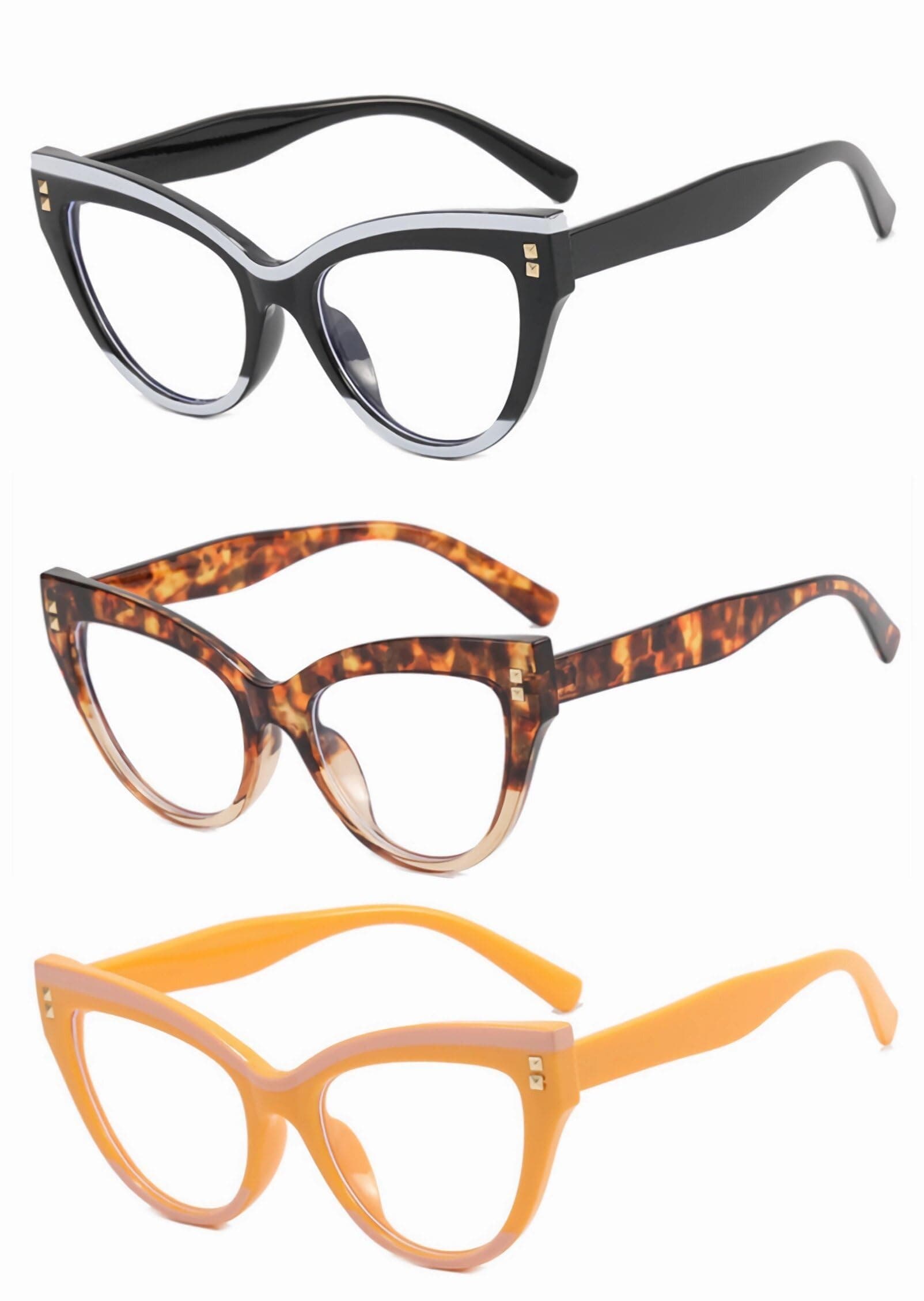 3 Pack Cat Eye Blue Light Blocking Glasses Non Prescription Frames for Women Fake Glasses Computer Game Glasses