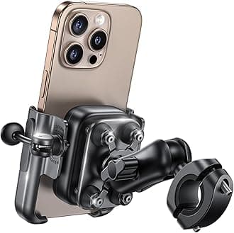 Lamicall Motorcycle Phone Mount Holder - [All Metal] [Anti Shake] [Extendable Arm] Bike Phone Holder Handlebar Clamp, Bicycle Cell Phone Mount, for iPhone 17 16 15 14 Pro Max, Galaxy, 4.7-7.2" Phones